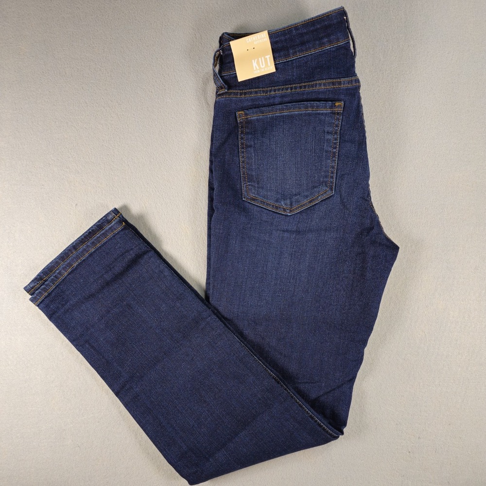 KUT From The Kloth Catherine Boyfriend Jeans Women's 6 Dark Wash Stretch Mid Ris